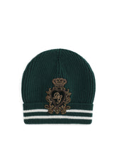 Knit wool hat with DG patch - | Dolce & Gabbana