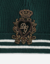 Knit wool hat with DG patch - | Dolce & Gabbana