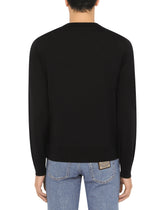 Wool round-neck sweater with Dolce&Gabbana embroidery - | Dolce & Gabbana
