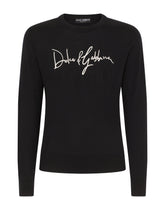 Wool round-neck sweater with Dolce&Gabbana embroidery - | Dolce & Gabbana