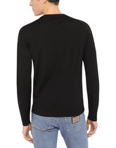 Wool round-neck sweater with Dolce&Gabbana embroidery - | Dolce & Gabbana