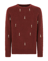 Round-neck wool sweater with pearls and DG pendants - | Dolce & Gabbana