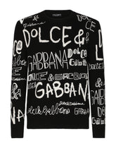 Inlaid wool round-neck sweater with embroidery - | Dolce & Gabbana
