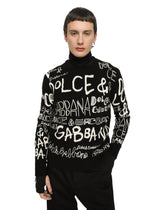 Inlaid wool round-neck sweater with embroidery - | Dolce & Gabbana