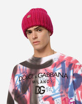 Knit wool hat with DG patch - | Dolce & Gabbana