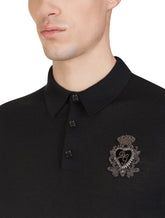 Cashmere polo neck with heraldic patch - | Dolce & Gabbana