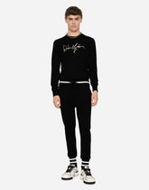 Wool jogging pants with embroidery - | Dolce & Gabbana