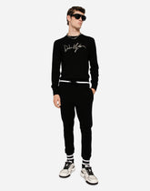 Wool jogging pants with embroidery - | Dolce & Gabbana
