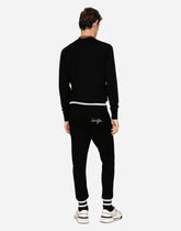 Wool jogging pants with embroidery - | Dolce & Gabbana