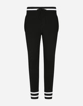 Wool jogging pants with embroidery - | Dolce & Gabbana