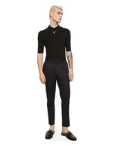 Silk and cotton polo-shirt with DG patch - | Dolce & Gabbana