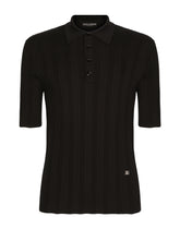 Silk and cotton polo-shirt with DG patch - | Dolce & Gabbana