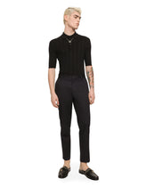 Silk and cotton polo-shirt with DG patch - | Dolce & Gabbana