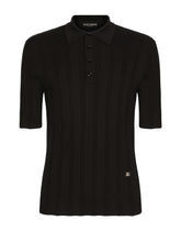 Silk and cotton polo-shirt with DG patch - | Dolce & Gabbana
