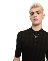 Silk and cotton polo-shirt with DG patch - | Dolce & Gabbana