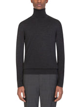 Wool turtle-neck sweater with DG embroidery - | Dolce & Gabbana