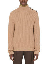 Turtle-neck sweater in camel wool - | Dolce & Gabbana