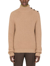 Turtle-neck sweater in camel wool - | Dolce & Gabbana