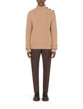 Turtle-neck sweater in camel wool - | Dolce & Gabbana