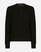 Grandad neck top in virgin wool - | Dolce & Gabbana