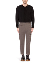 Grandad neck top in virgin wool - | Dolce & Gabbana