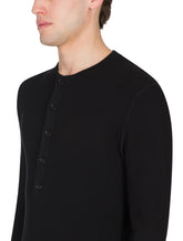 Wool granddad-neck sweater with long sleeves - | Dolce & Gabbana