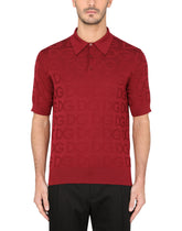 Silk jacquard polo shirt with DG logo - | Dolce & Gabbana