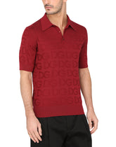Silk jacquard polo shirt with DG logo - | Dolce & Gabbana