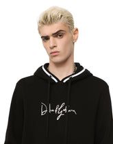 Wool hoodie with embroidery - | Dolce & Gabbana