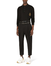 Mixed knit polo-style sweatshirt with patch - | Dolce & Gabbana