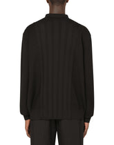 Mixed knit polo-style sweatshirt with patch - | Dolce & Gabbana