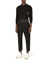 Mixed knit polo-style sweatshirt with patch - | Dolce & Gabbana
