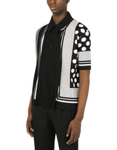 Jacquard polo shirt in a silk and cotton blend - | Dolce & Gabbana