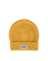 Knit wool hat with DG patch - | Dolce & Gabbana