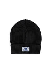 Knit wool hat with DG patch - | Dolce & Gabbana