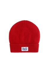 Knit wool hat with DG patch - | Dolce & Gabbana
