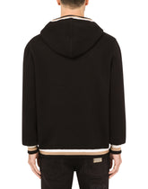 Hooded wool sweater with patch embellishment - | Dolce & Gabbana