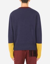 Round-neck wool sweater with DG patch - | Dolce & Gabbana