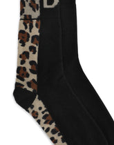 Stretch cotton socks with leopard-design jacquard and DG logo - | Dolce & Gabbana