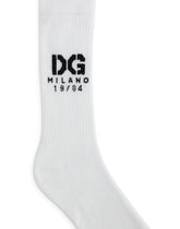 Stretch cotton socks with jacquard DG logo - | Dolce & Gabbana