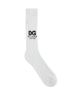 Stretch cotton socks with jacquard DG logo - | Dolce & Gabbana