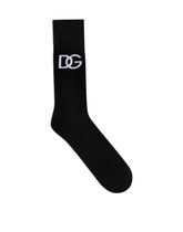 Stretch cotton socks with jacquard DG logo - | Dolce & Gabbana