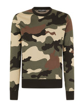 Silk round-neck sweater with camouflage intarsia - | Dolce & Gabbana
