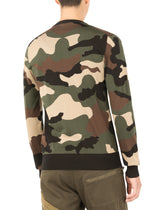 Silk round-neck sweater with camouflage intarsia - | Dolce & Gabbana