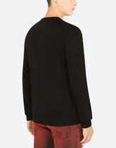 Round-neck wool sweater with intarsia - | Dolce & Gabbana