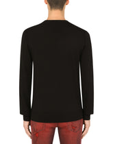 Round-neck wool sweater with intarsia - | Dolce & Gabbana