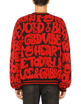 Round-neck jacquard sweater with lettering - | Dolce & Gabbana