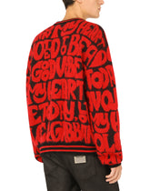Round-neck jacquard sweater with lettering - | Dolce & Gabbana