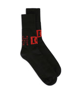Stretch cotton socks with jacquard DG logo - | Dolce & Gabbana
