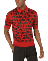 Short-sleeved silk jacquard polo-shirt with heart detailing - | Dolce & Gabbana